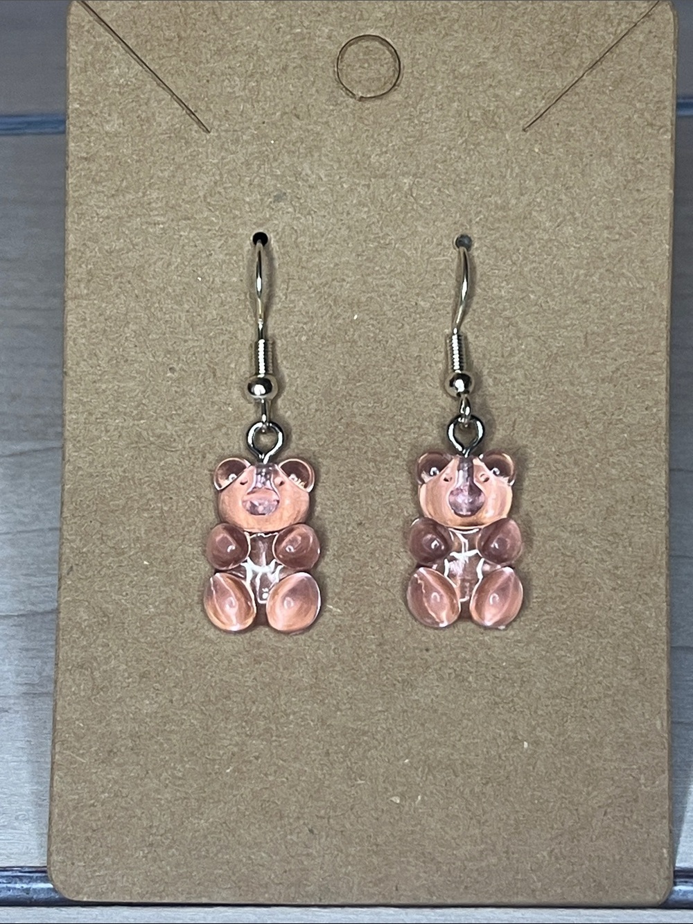 Handmade Pink Gummy Bear Earrings
